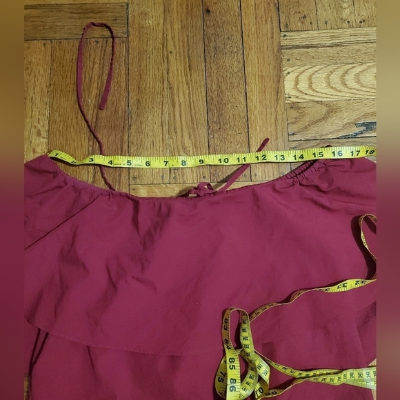 Alice + Olivia Jada Caped Off the shoulder Cotton Mini Dress Burgundy Size Small - Picture 6 of 10